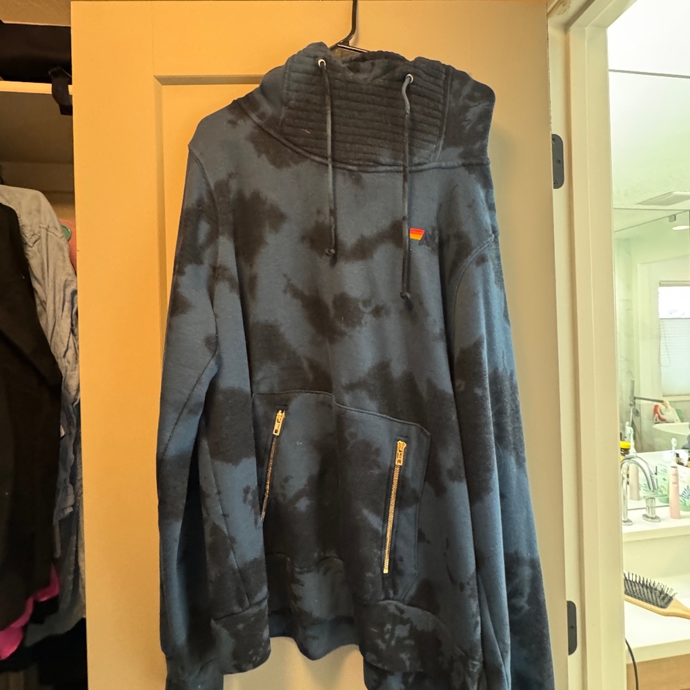 Aviator nation tye dye blue ninja hoodie